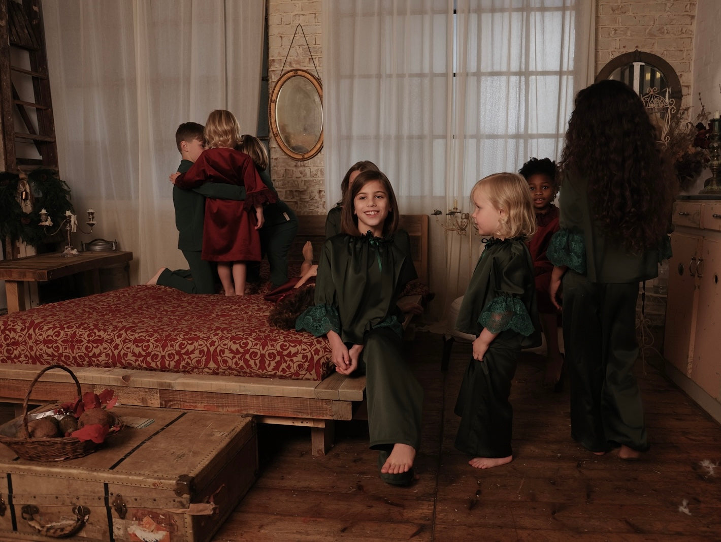 Boys Misletoe Collar Pyjama - Forest green - Christmas Collection