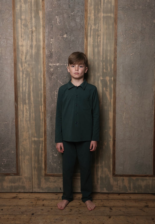 Boys Misletoe Collar Pyjama - Forest green - Christmas Collection