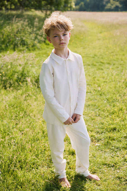 Boys Misletoe Collar Pyjama set - Ivory