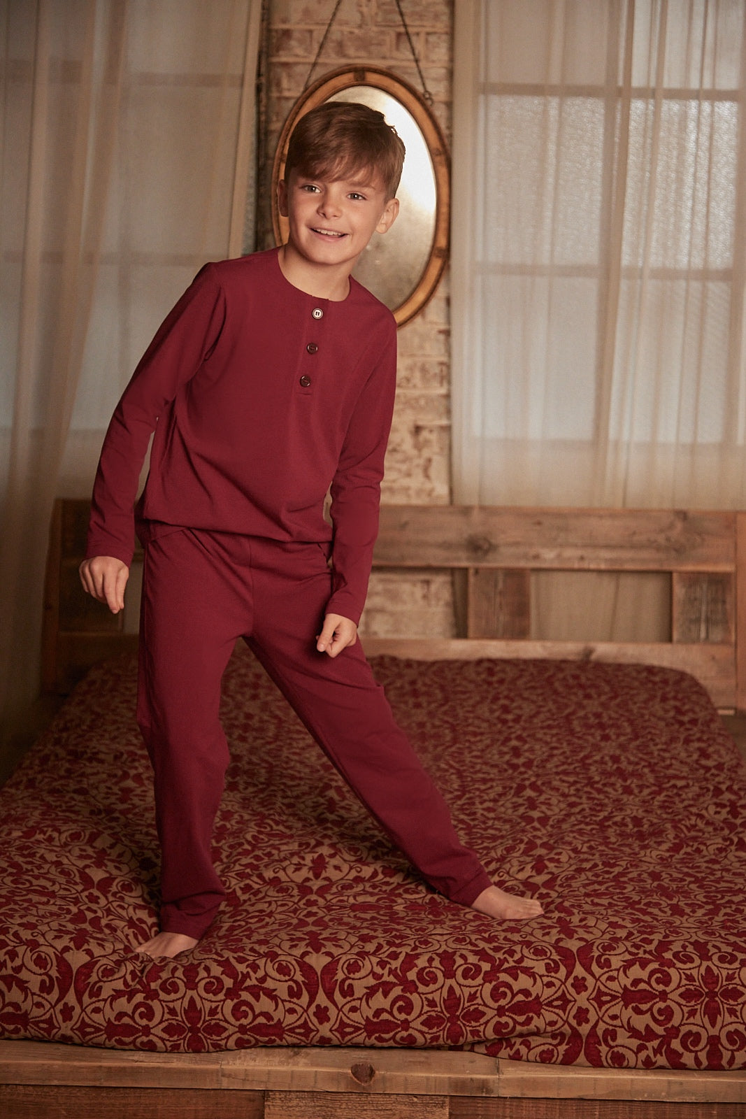 Boys Orchid Pyjamas - Cranberry - Christmas Collection