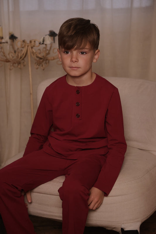 Boys Orchid Pyjamas - Cranberry - Christmas Collection