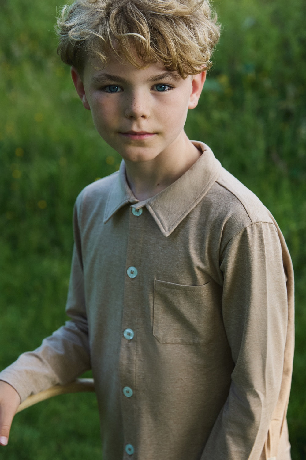 Boys Mistletoe collar Pyjama - Tan